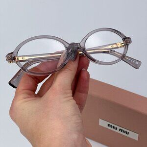 Miu Miu MU01XV 12W1O1 BRAND NEW Eyeglasses  Mauve Transparent Oval Unisex